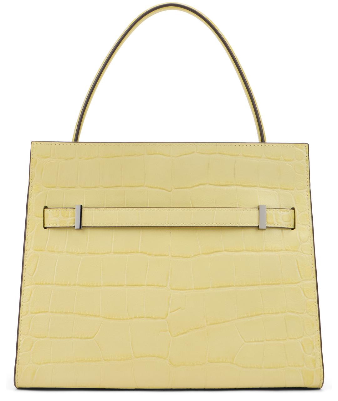 TORY BURCH Желтая кожаная сумка с короткими ручками, фото 4