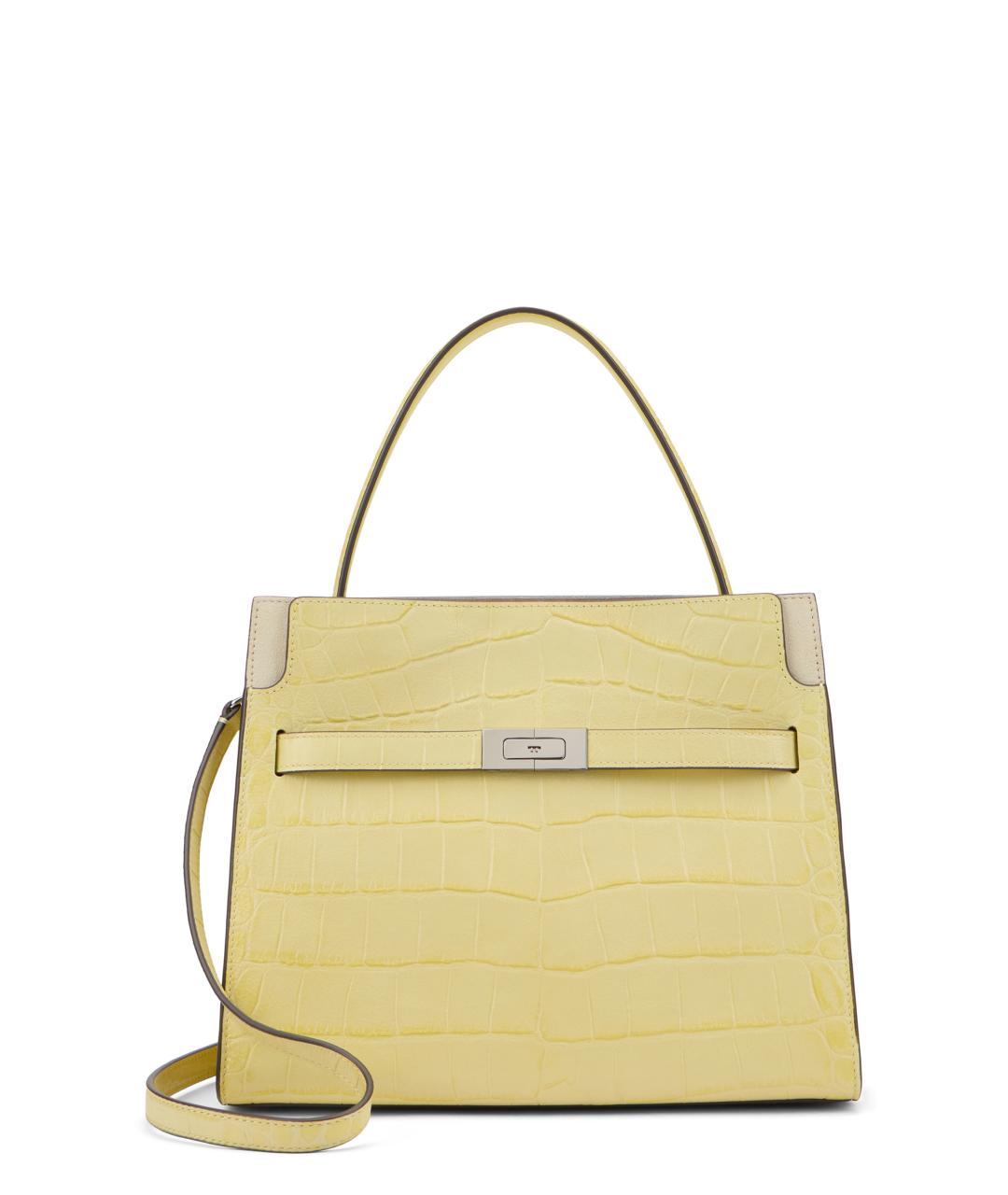 TORY BURCH Желтая кожаная сумка с короткими ручками, фото 1