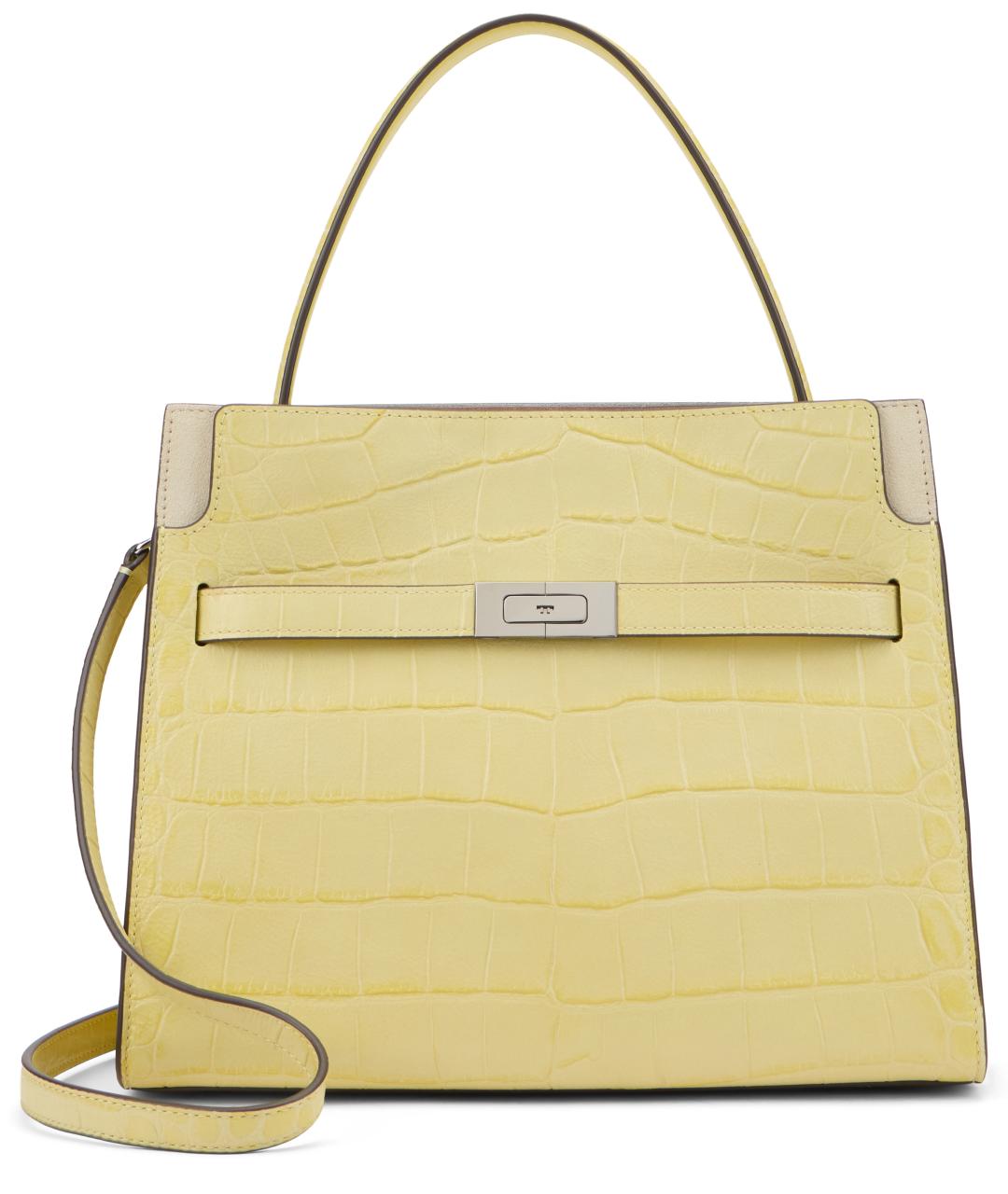 TORY BURCH Желтая кожаная сумка с короткими ручками, фото 2