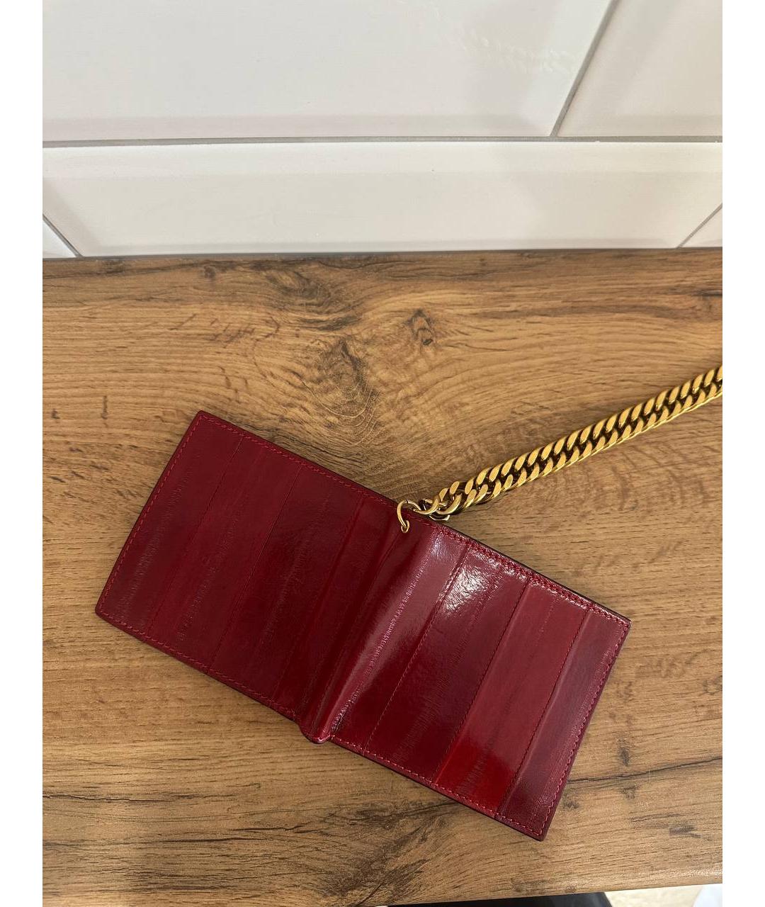 ALEXANDER MCQUEEN Бордовый кожаный кошелек, фото 3
