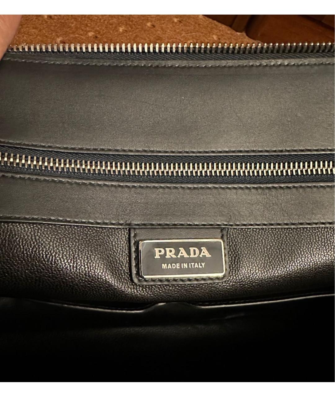 PRADA Темно-синий портфель из экзотической кожи, фото 7