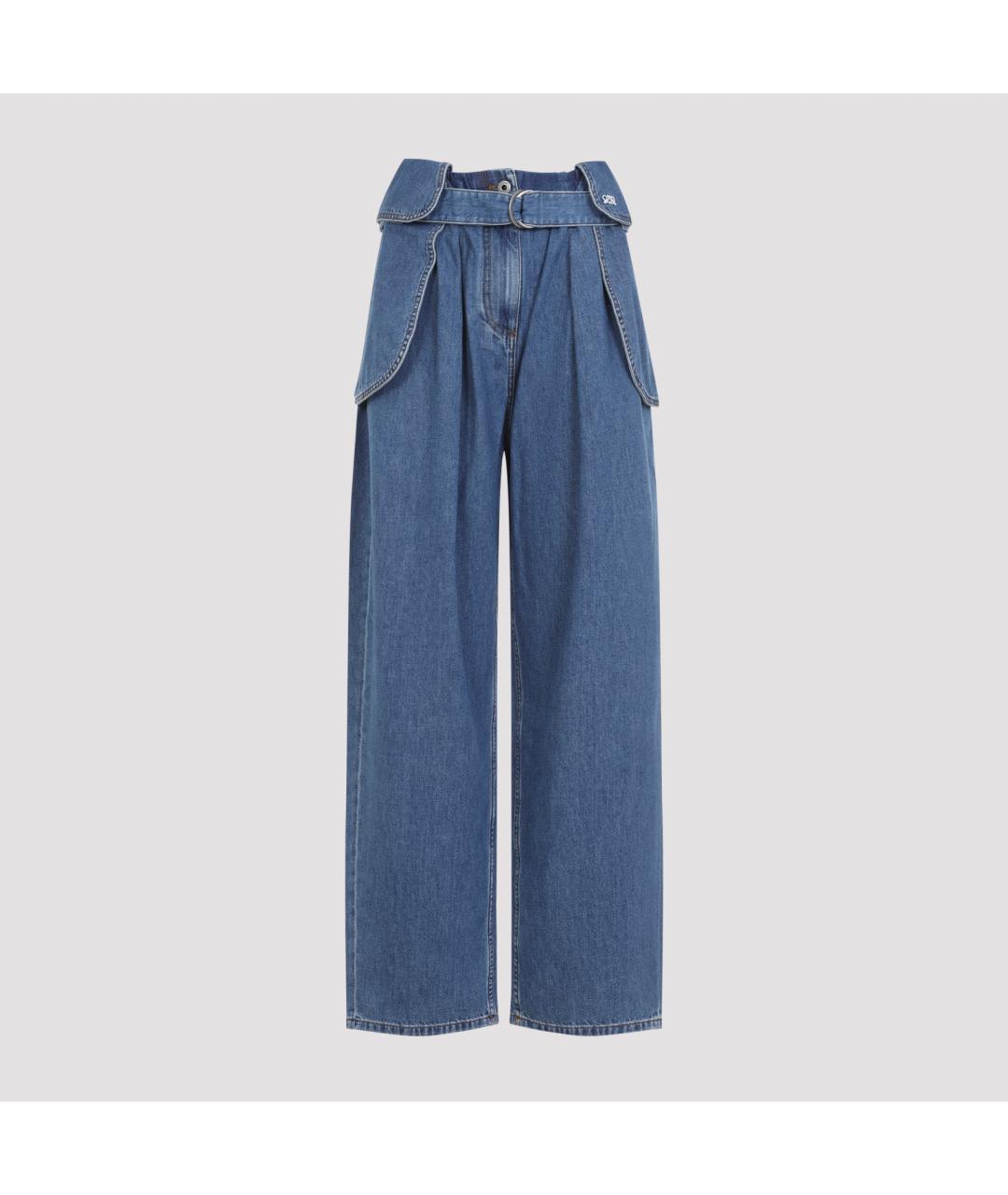 LOEWE Синие хлопко-полиэстеровые прямые джинсы, фото 3