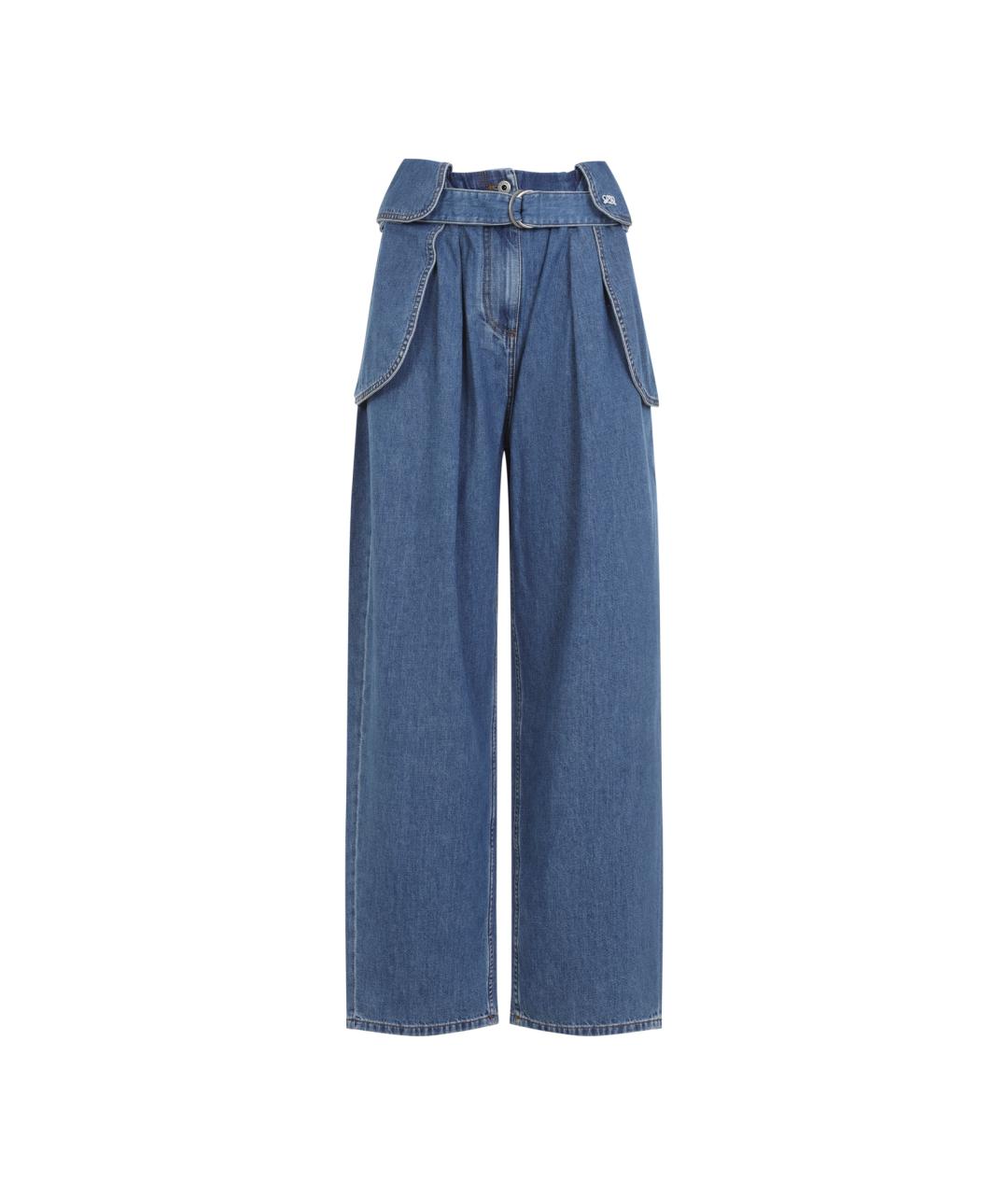 LOEWE Синие хлопко-полиэстеровые прямые джинсы, фото 1