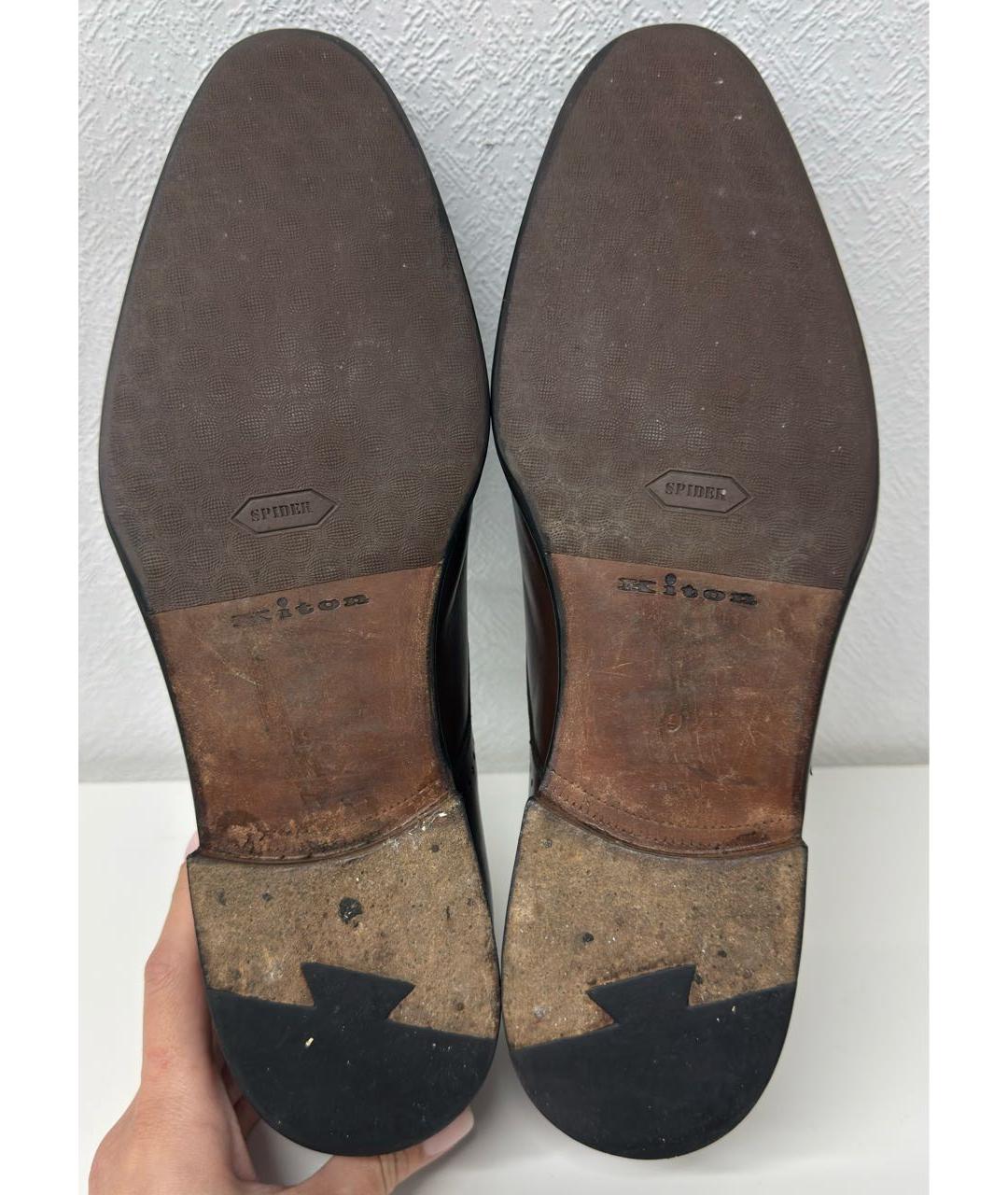 KITON Коричневые кожаные туфли, фото 7