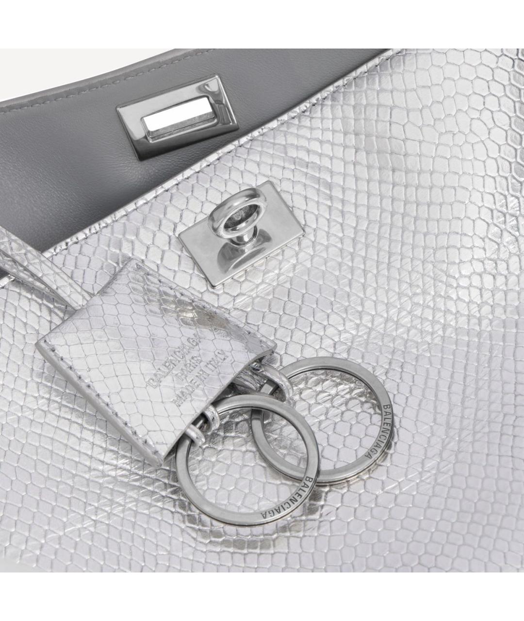 BALENCIAGA Серебряная кожаная сумка тоут, фото 4