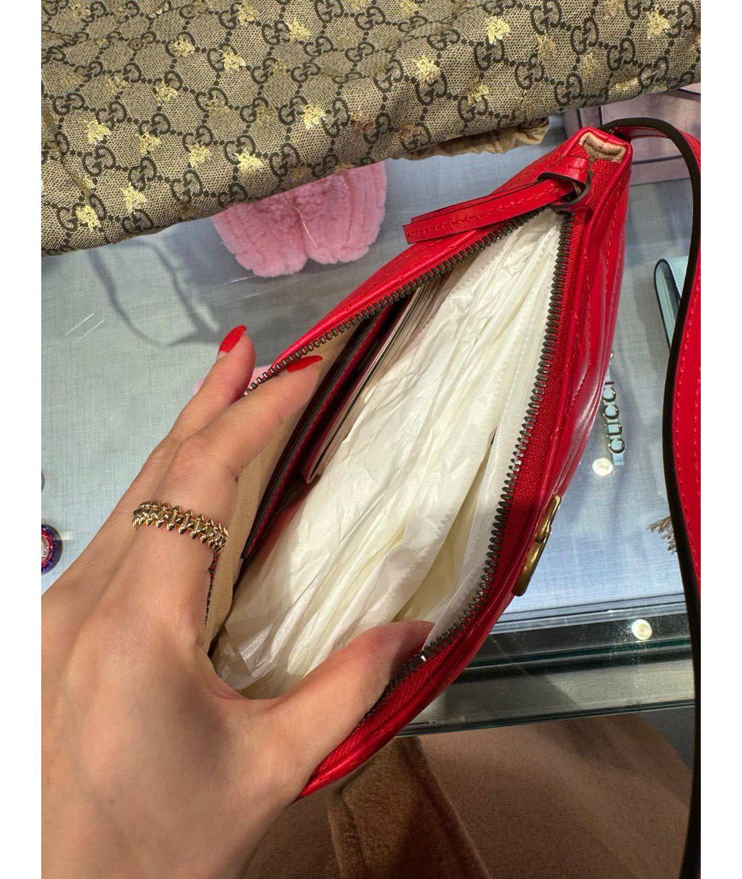GUCCI Красная кожаная сумка с короткими ручками, фото 4
