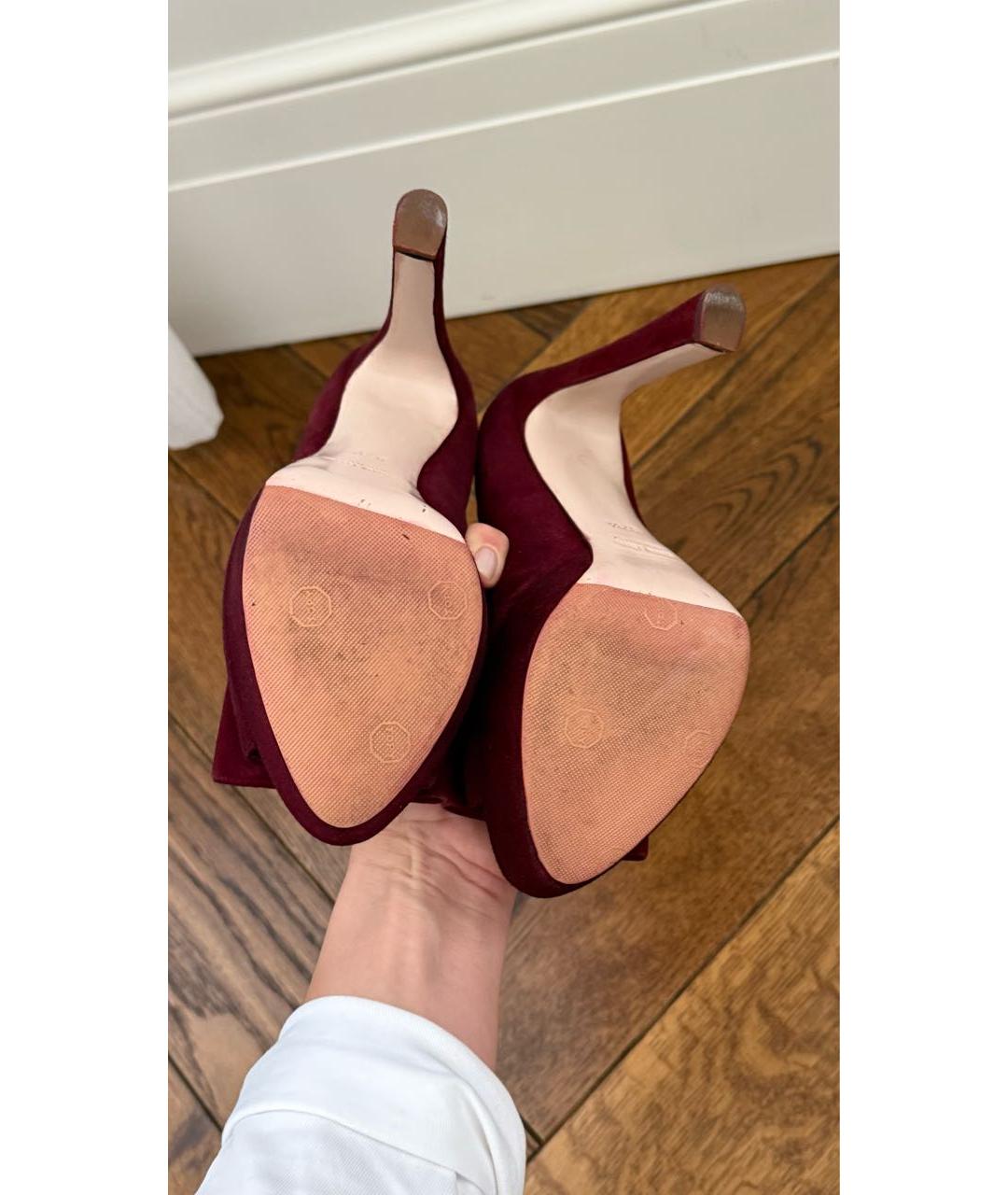 MIU MIU Бордовые замшевые босоножки, фото 6