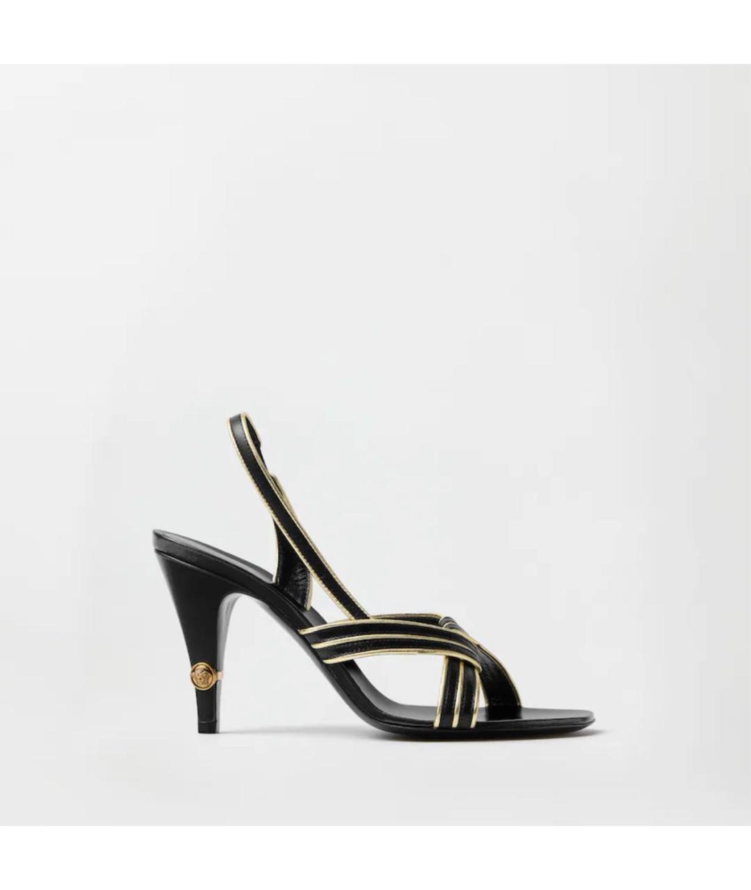 VERSACE Черные кожаные сандалии, фото 8