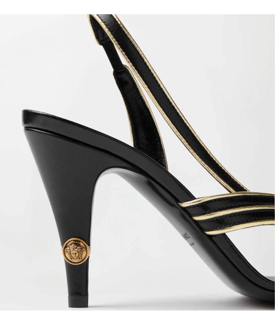 VERSACE Черные кожаные сандалии, фото 7