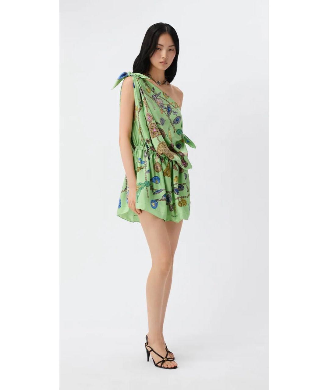 VERSACE Зеленое шелковое коктейльное платье, фото 4