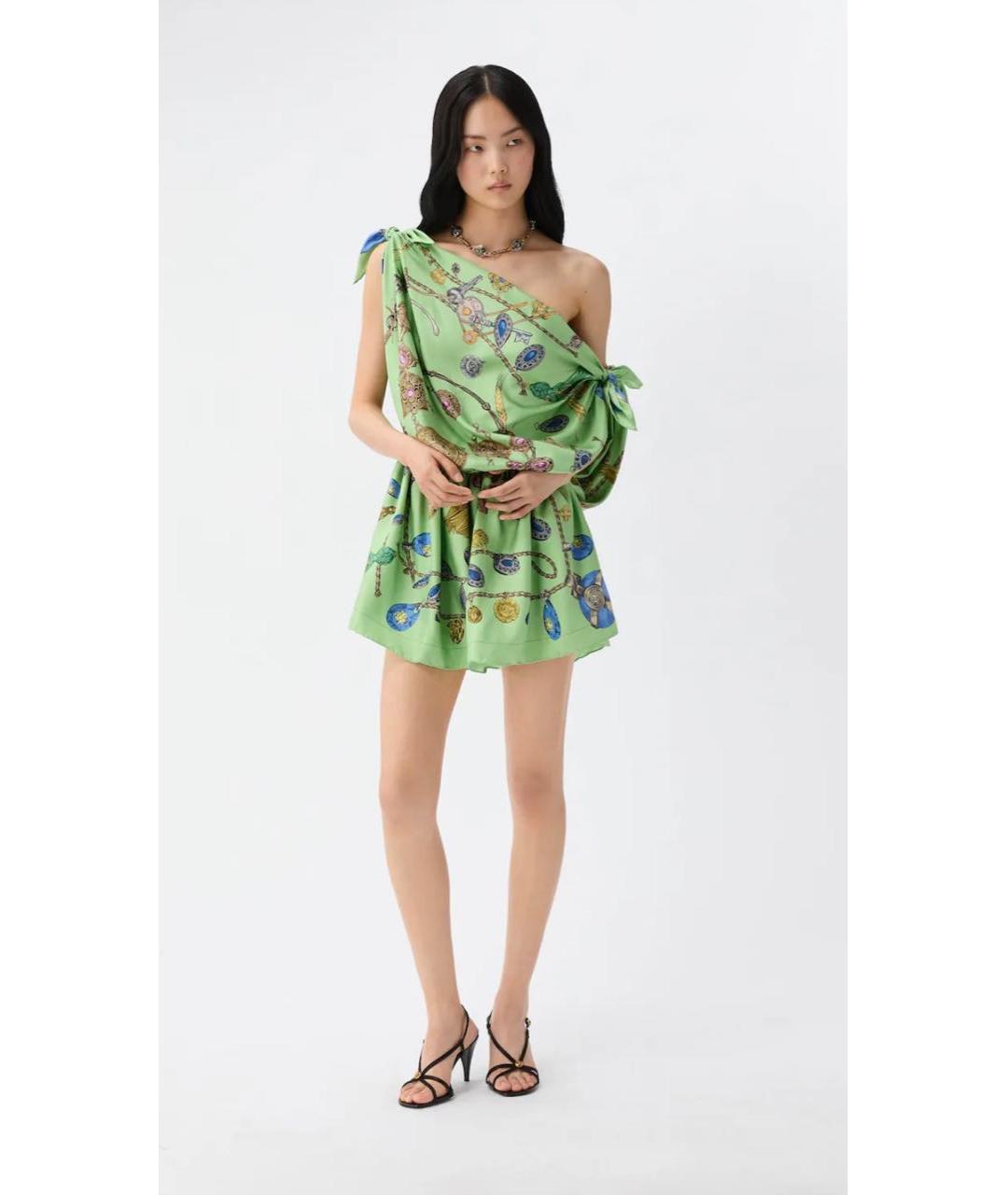 VERSACE Зеленое шелковое коктейльное платье, фото 2