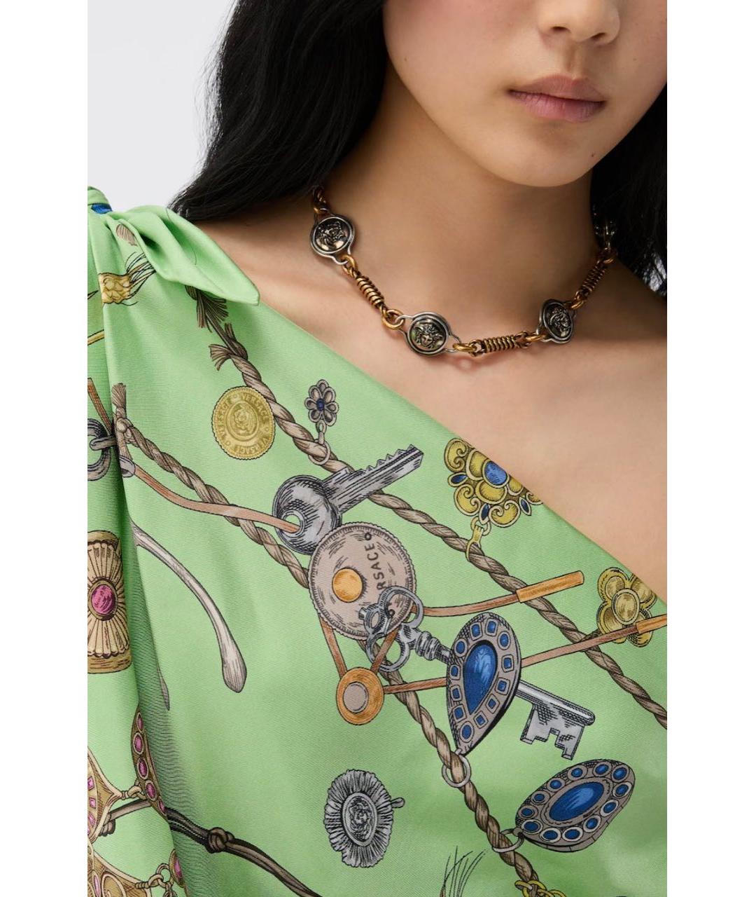 VERSACE Зеленое шелковое коктейльное платье, фото 5