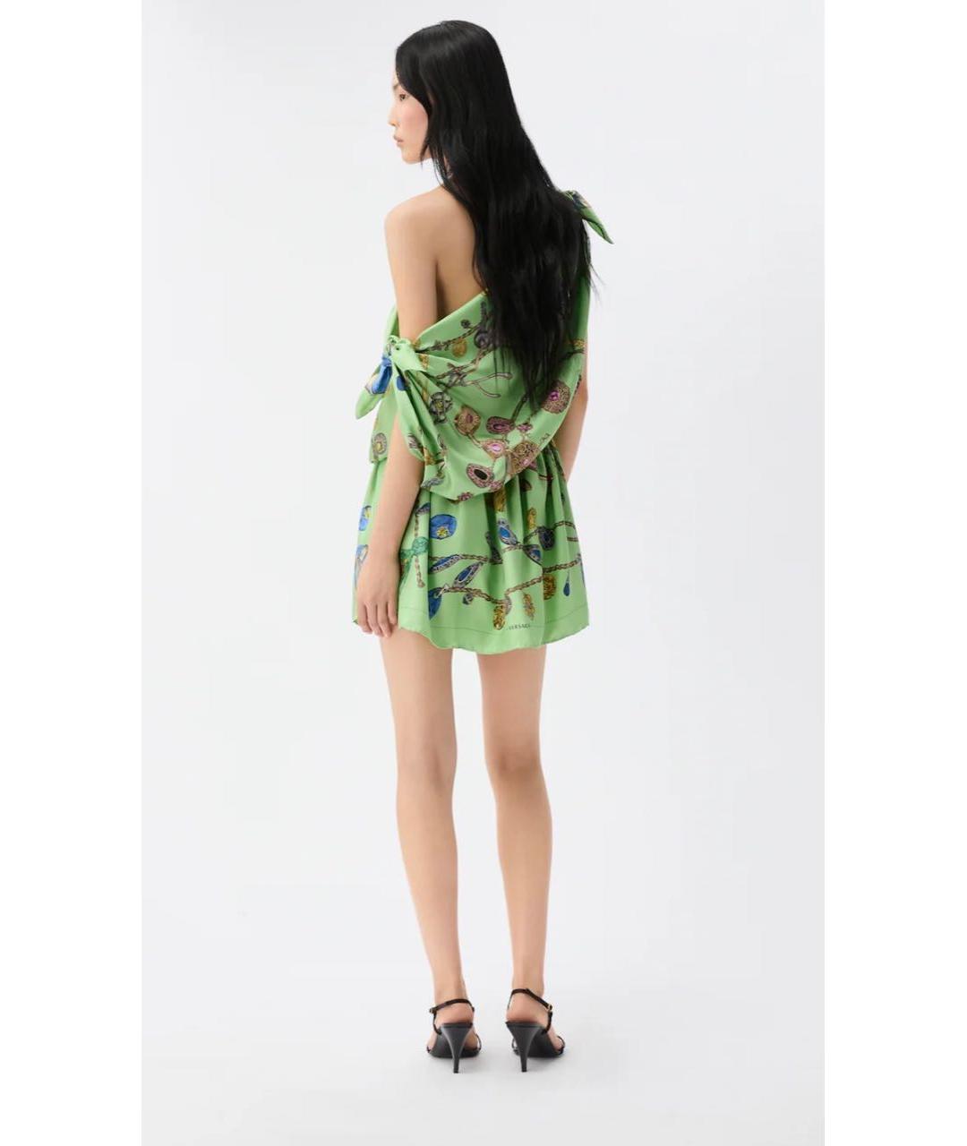 VERSACE Зеленое шелковое коктейльное платье, фото 3