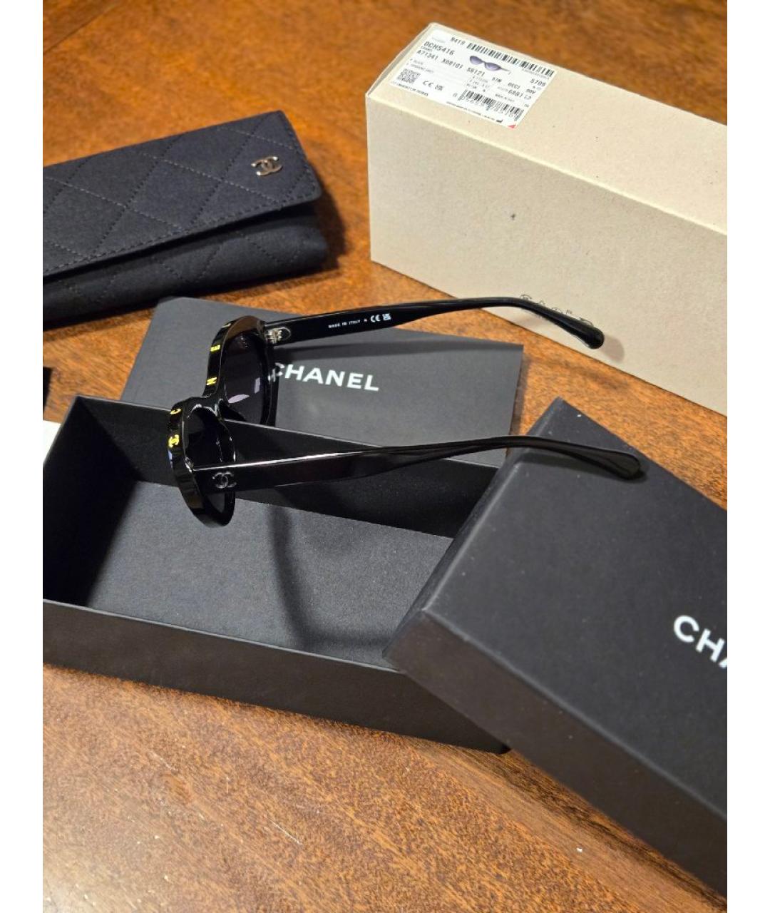 CHANEL Черные пластиковые солнцезащитные очки, фото 7