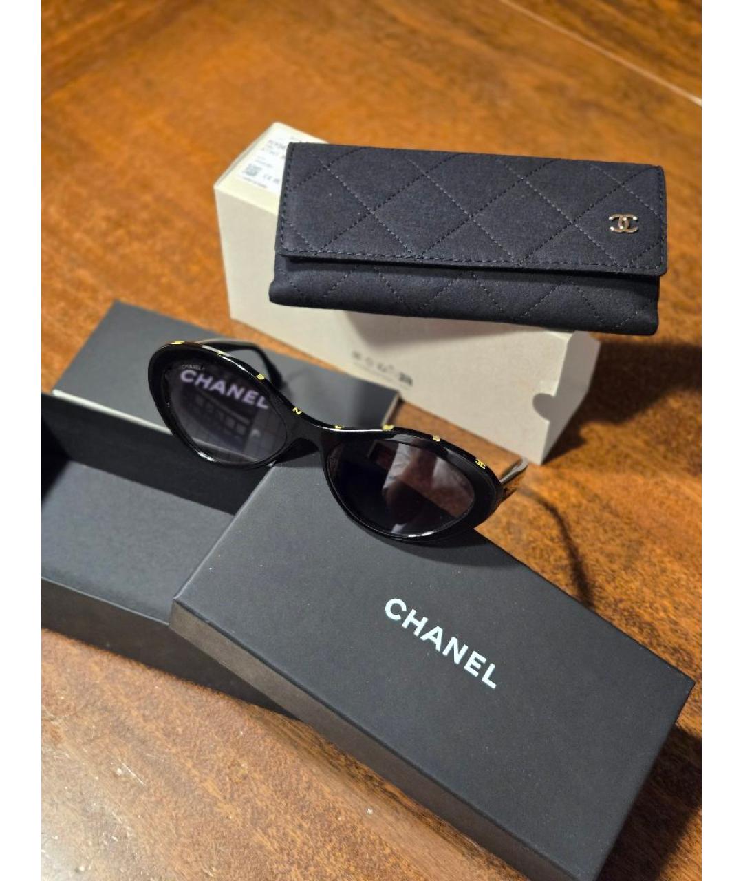 CHANEL Черные пластиковые солнцезащитные очки, фото 5