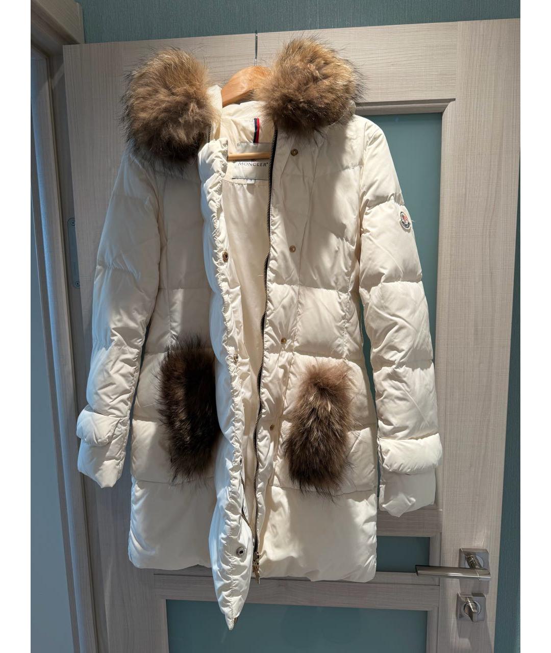 MONCLER Белый полиэстеровый пуховик, фото 4