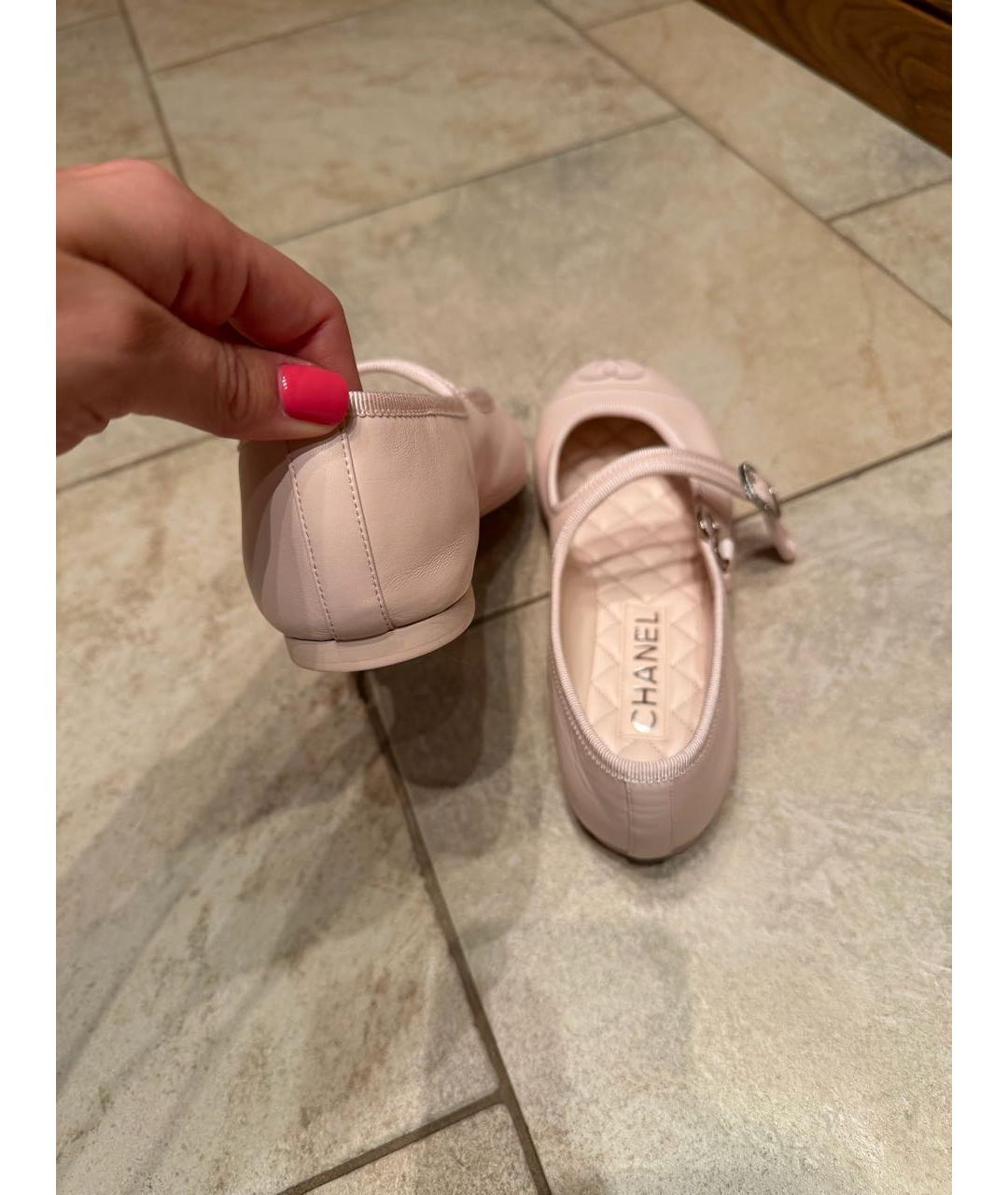 CHANEL Розовые кожаные балетки, фото 4