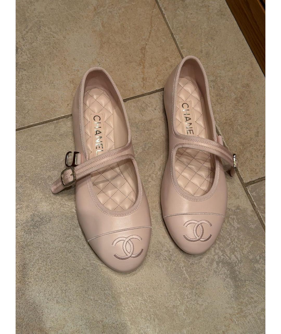 CHANEL Розовые кожаные балетки, фото 3