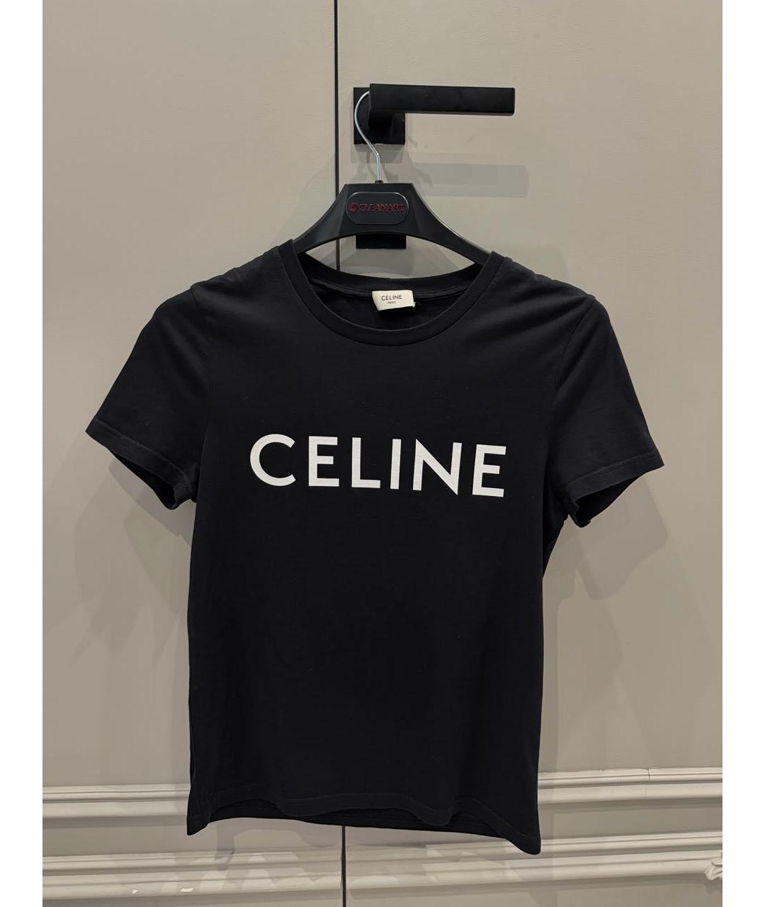 CELINE Черная хлопковая футболка, фото 4