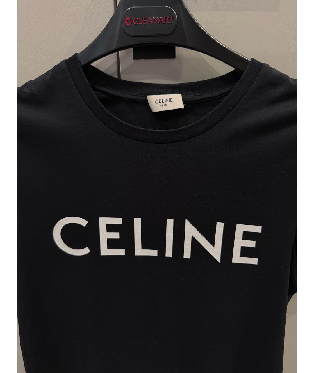 CELINE Черная хлопковая футболка, фото 2