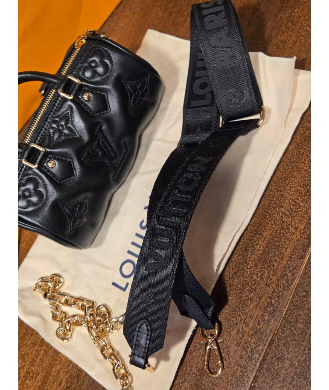 LOUIS VUITTON Черная кожаная сумка через плечо, фото 5