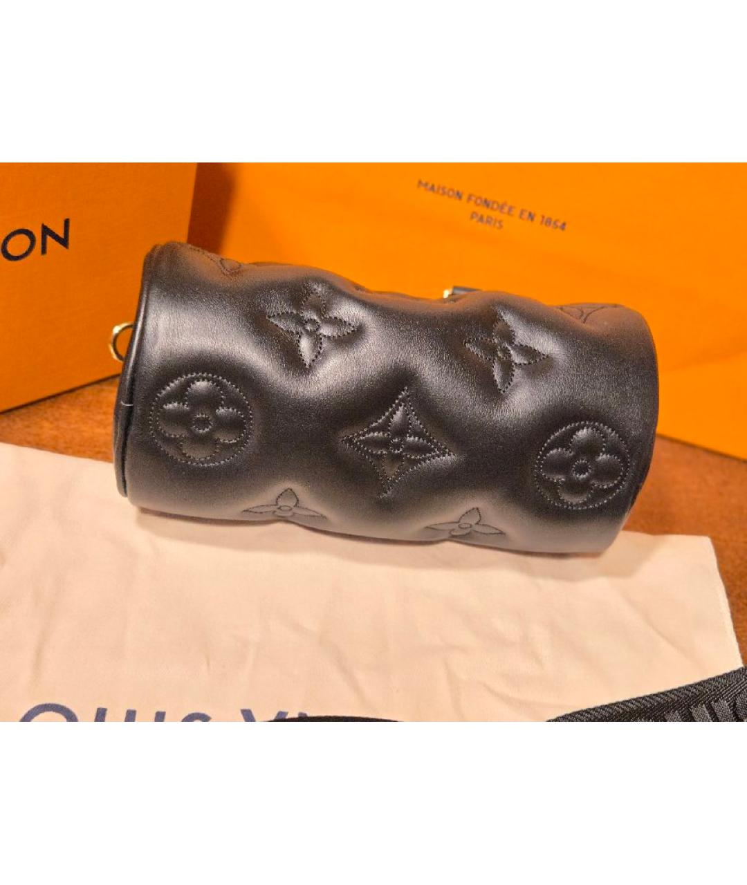 LOUIS VUITTON Черная кожаная сумка через плечо, фото 6