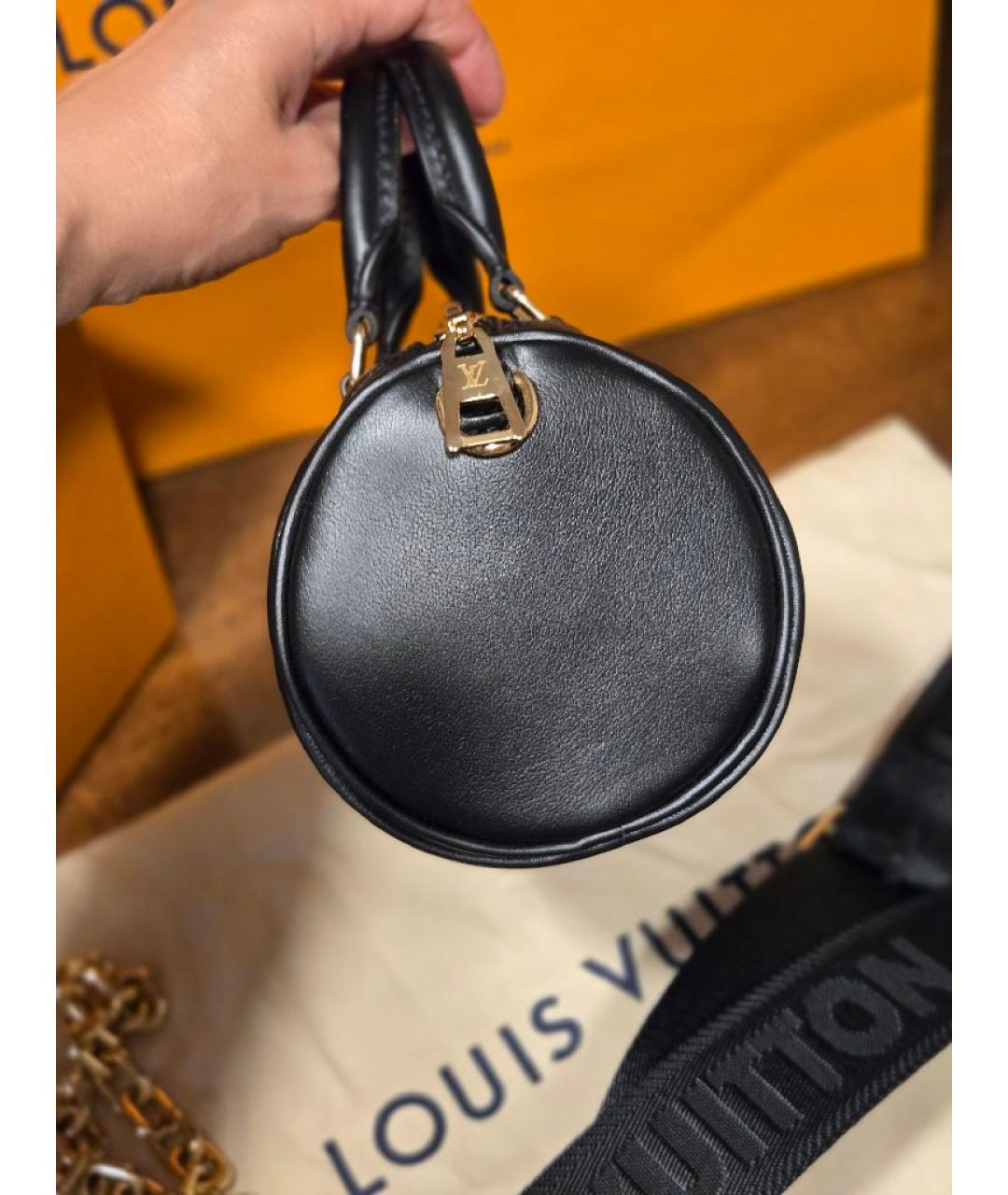 LOUIS VUITTON Черная кожаная сумка через плечо, фото 3