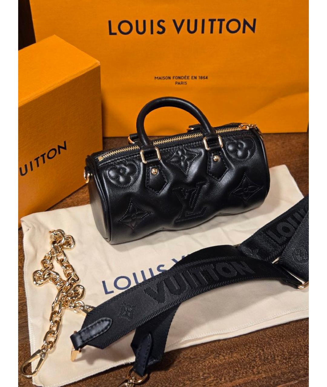 LOUIS VUITTON Черная кожаная сумка через плечо, фото 9