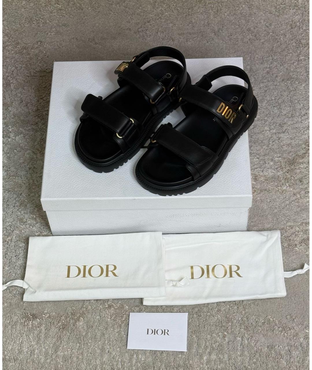CHRISTIAN DIOR Черные кожаные сандалии, фото 5