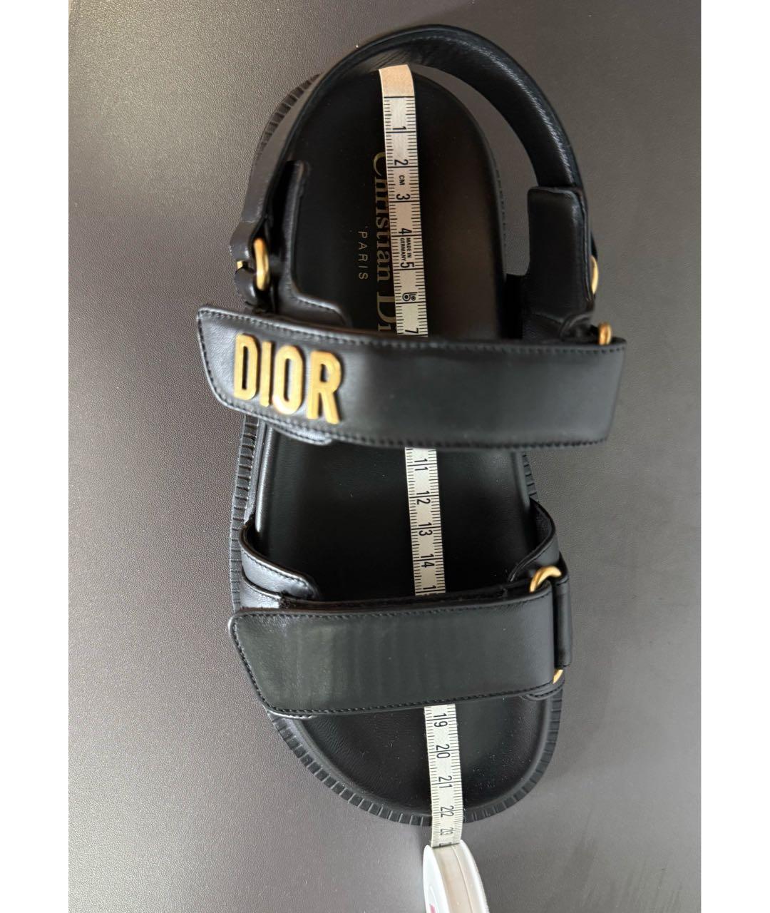 CHRISTIAN DIOR Черные кожаные сандалии, фото 7