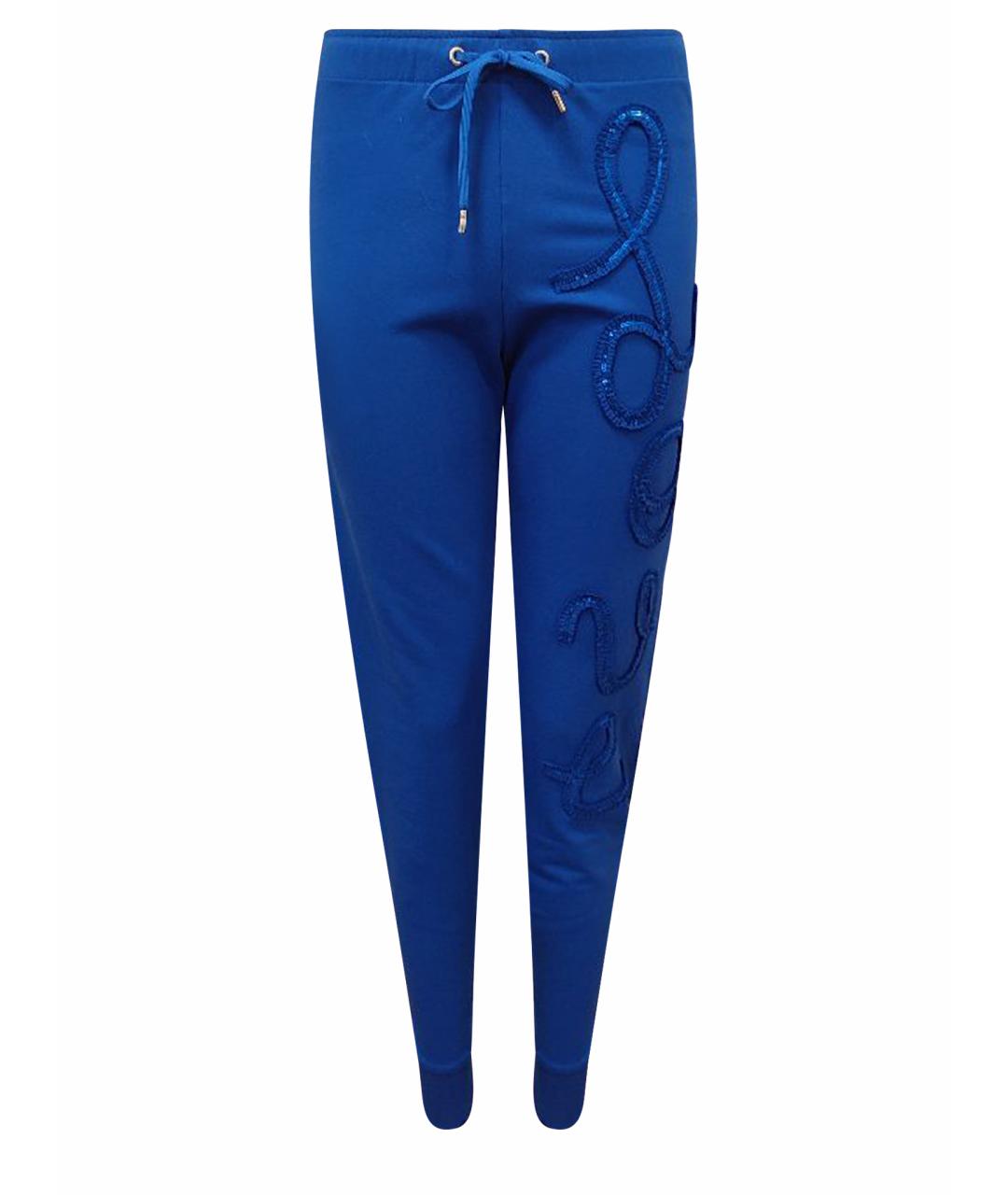 LOVE MOSCHINO Синие хлопко-эластановые спортивные брюки и шорты, фото 1