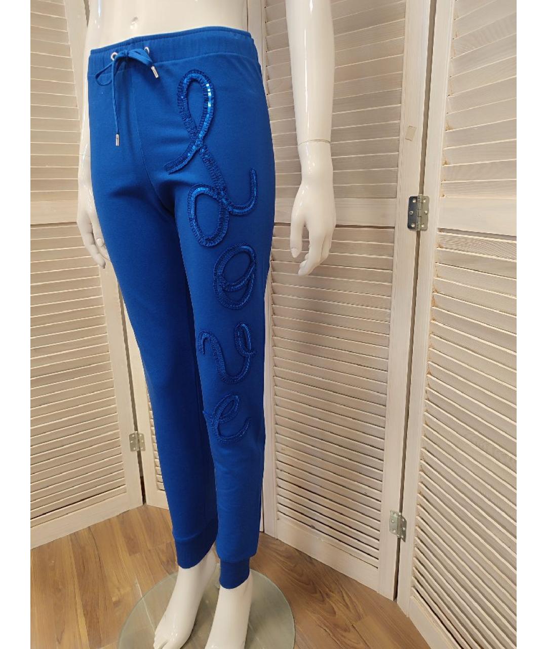 LOVE MOSCHINO Синие хлопко-эластановые спортивные брюки и шорты, фото 5