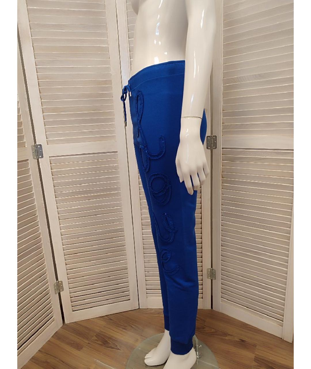 LOVE MOSCHINO Синие хлопко-эластановые спортивные брюки и шорты, фото 4