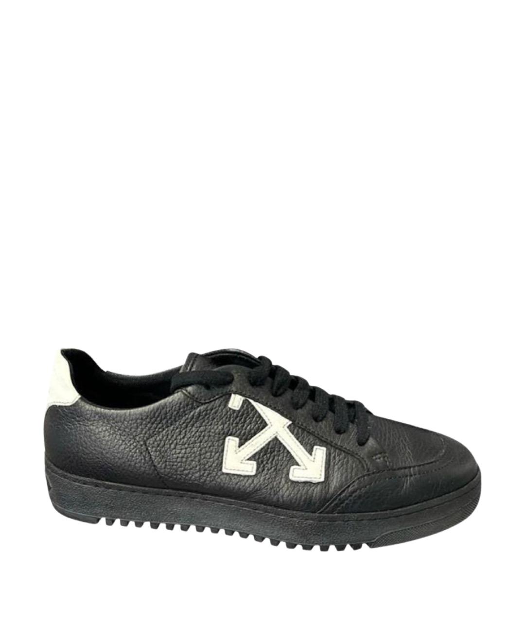 OFF-WHITE Черные кожаные кеды, фото 1