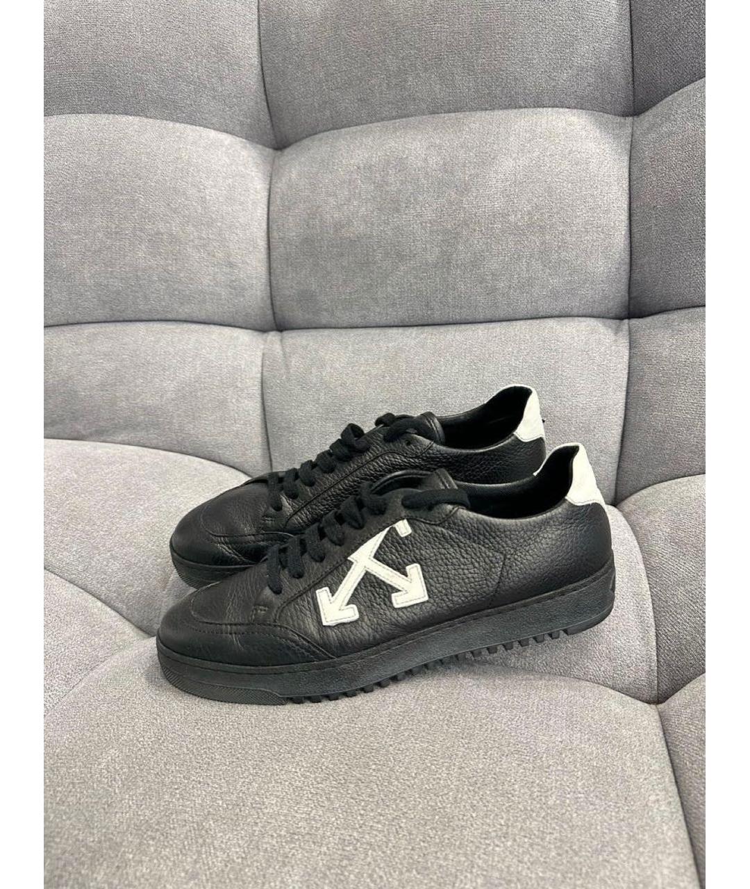 OFF-WHITE Черные кожаные кеды, фото 2