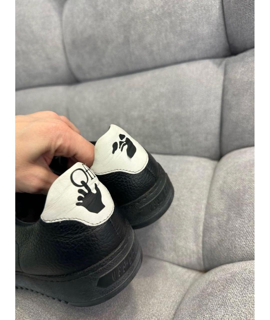 OFF-WHITE Черные кожаные кеды, фото 4