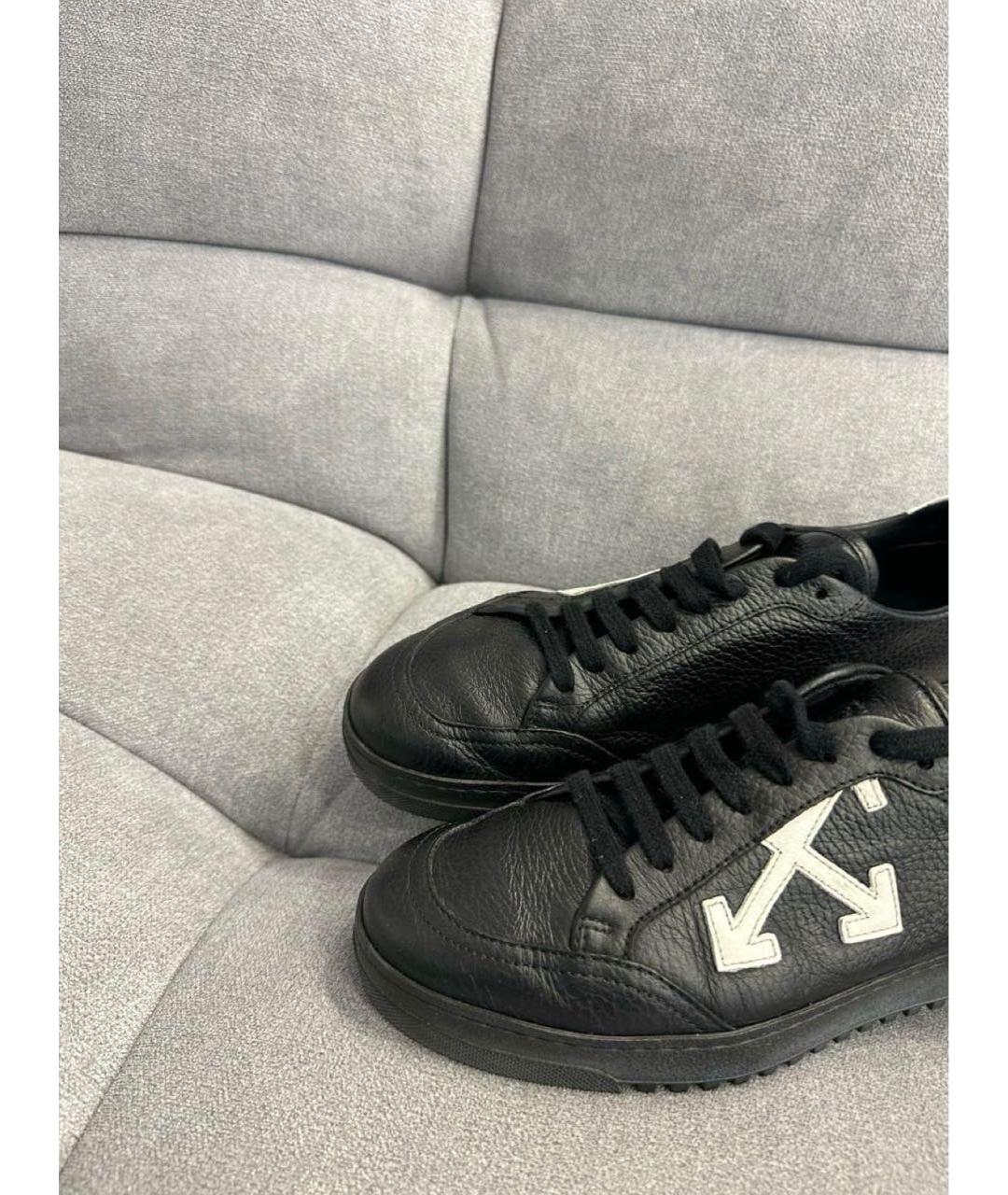 OFF-WHITE Черные кожаные кеды, фото 3