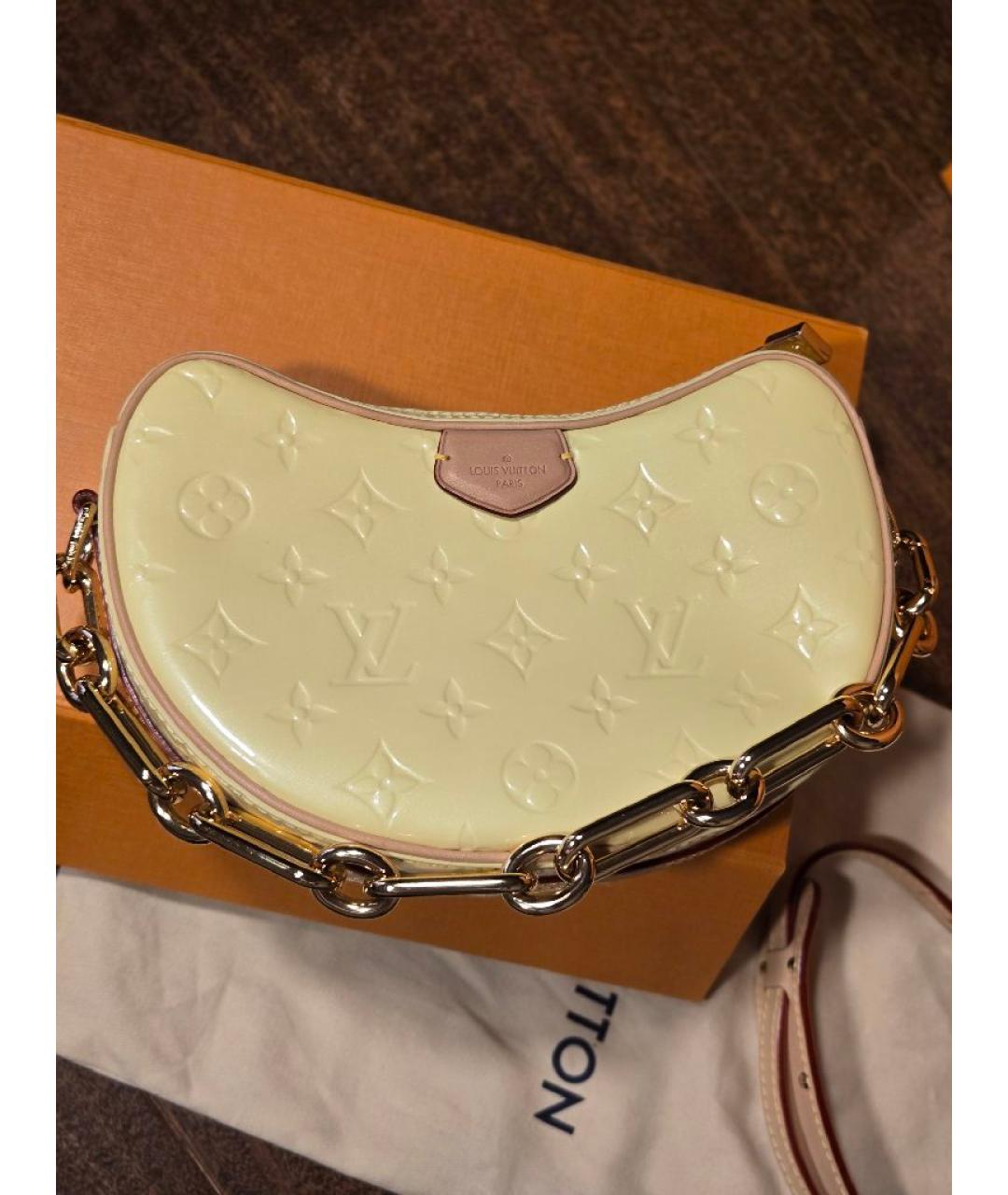 LOUIS VUITTON Желтая сумка с короткими ручками из лакированной кожи, фото 8