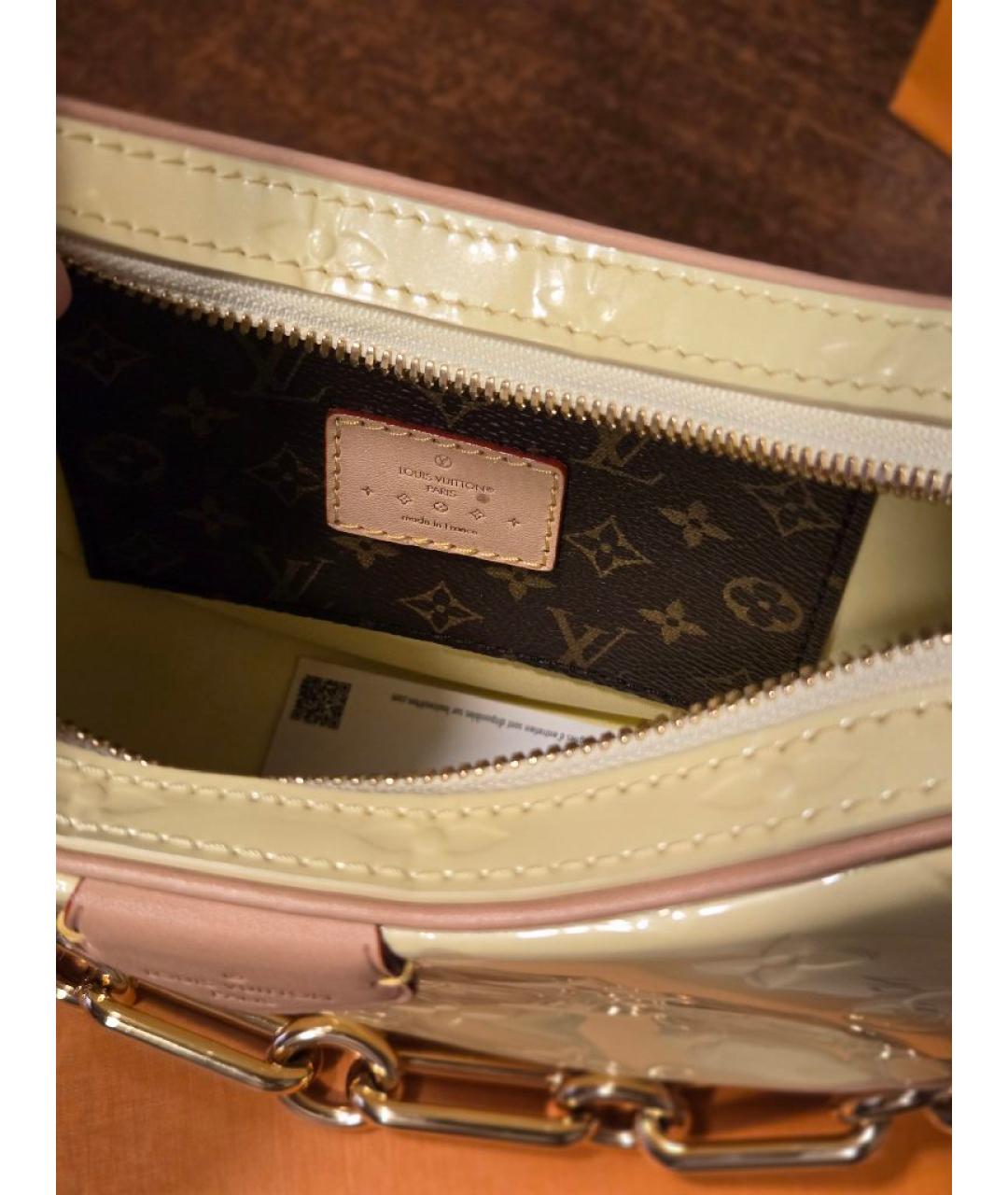LOUIS VUITTON Желтая сумка с короткими ручками из лакированной кожи, фото 4