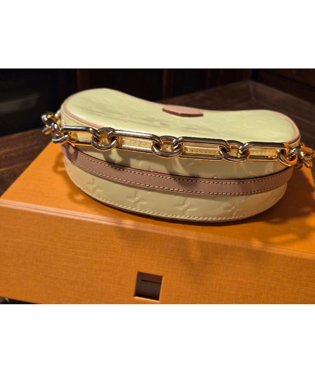 LOUIS VUITTON Желтая сумка с короткими ручками из лакированной кожи, фото 7