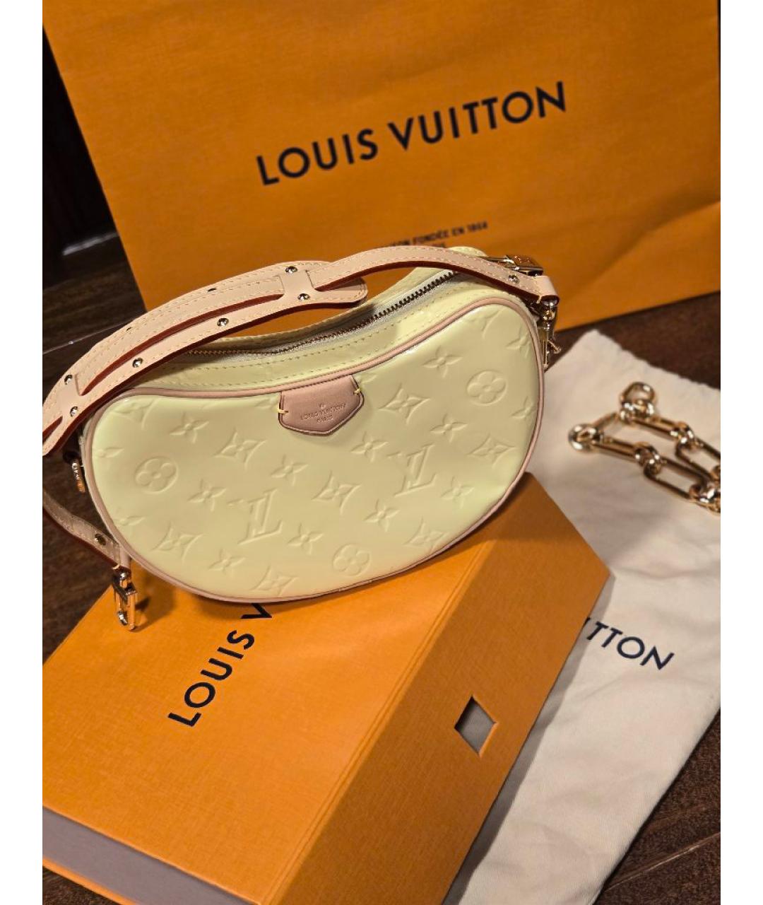LOUIS VUITTON Желтая сумка с короткими ручками из лакированной кожи, фото 2