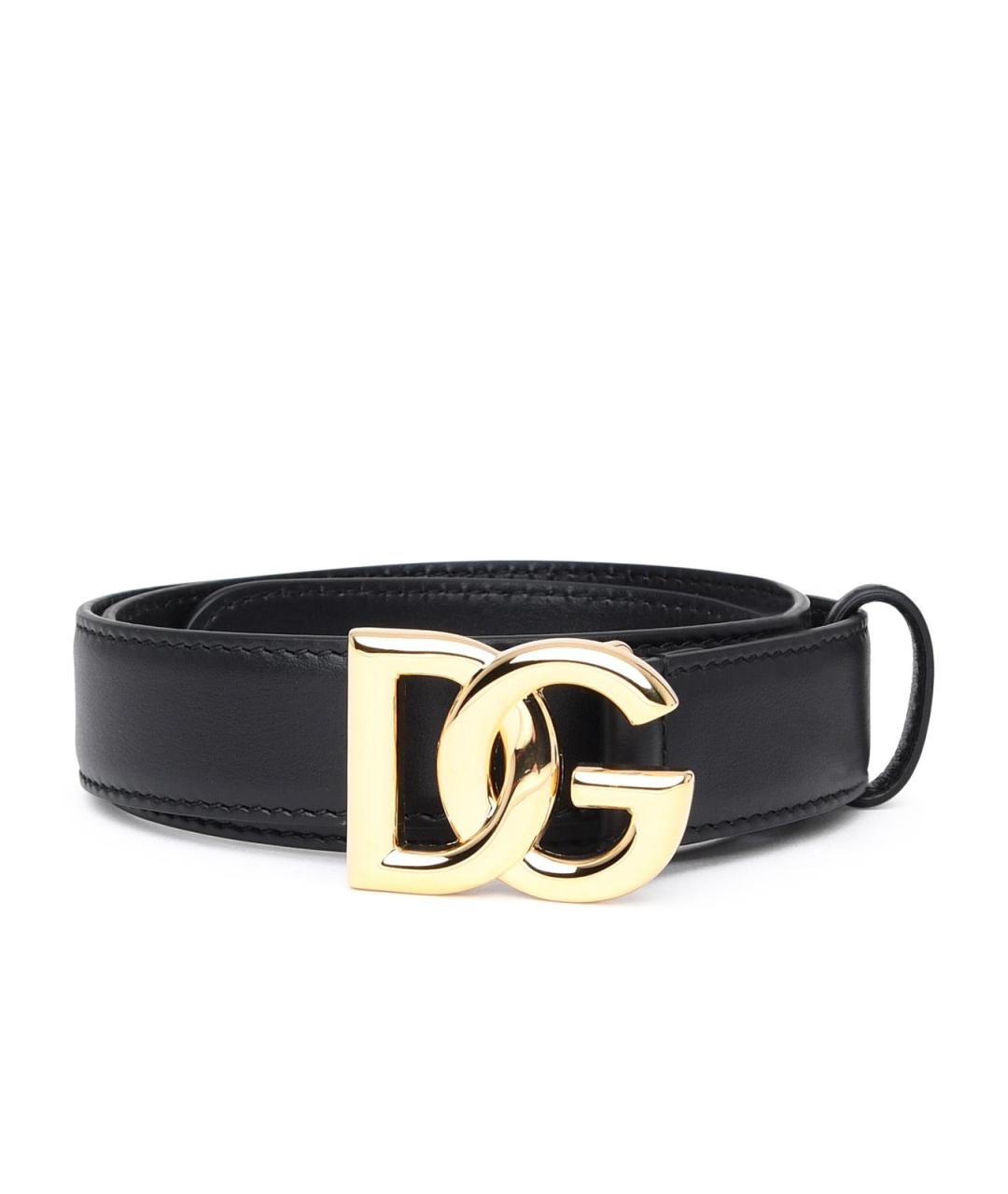 DOLCE&GABBANA Черный кожаный ремень, фото 1