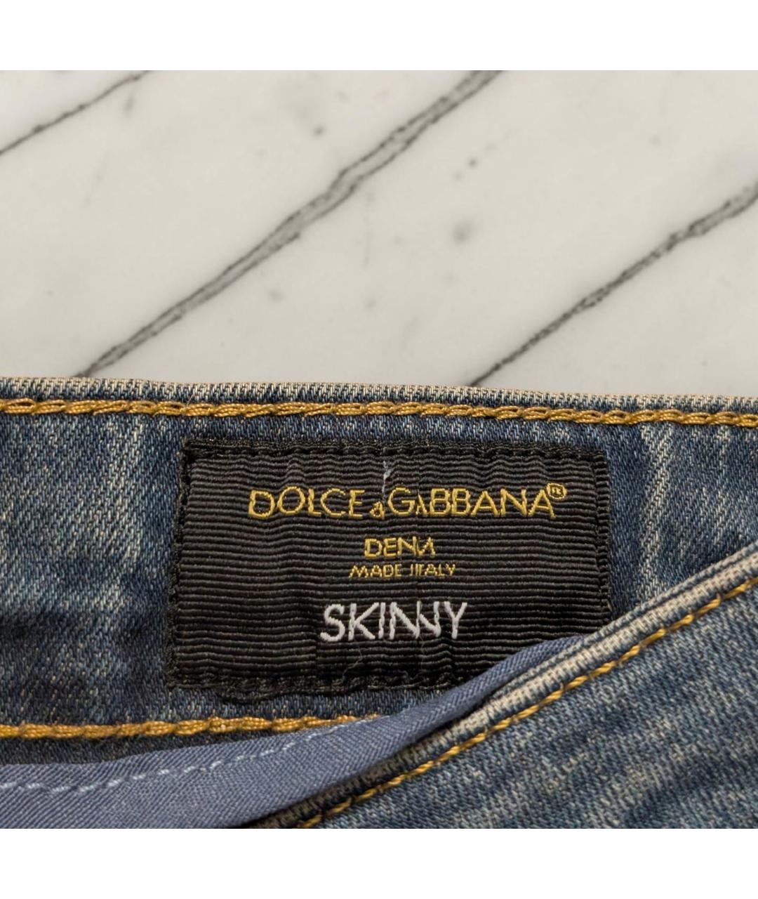 DOLCE&GABBANA Голубые хлопко-эластановые джинсы слим, фото 3