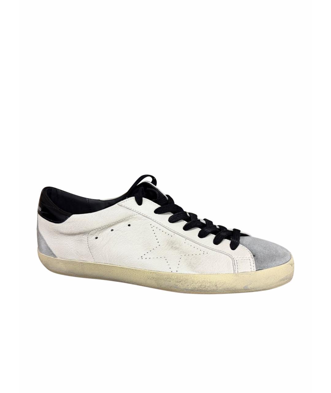 GOLDEN GOOSE Белые кожаные низкие кроссовки / кеды, фото 1