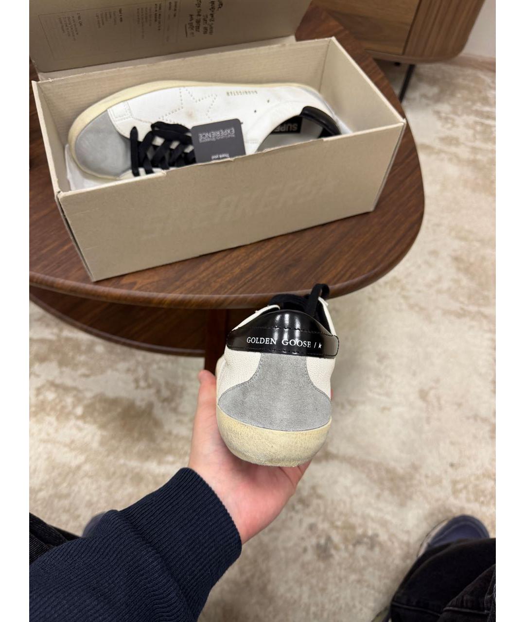 GOLDEN GOOSE Белые кожаные низкие кроссовки / кеды, фото 3