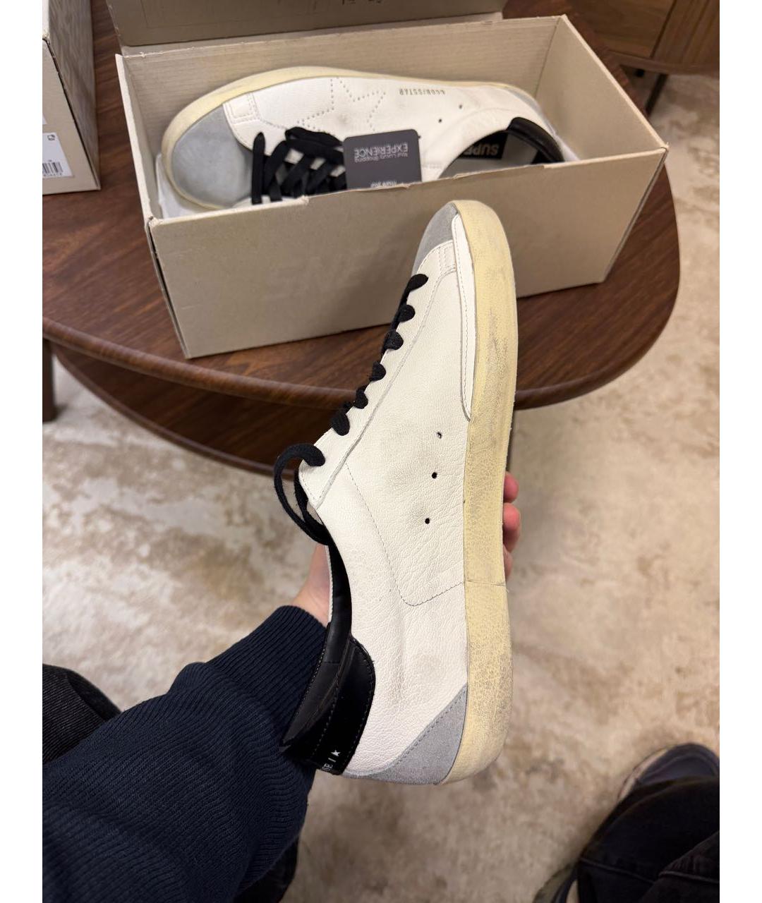 GOLDEN GOOSE Белые кожаные низкие кроссовки / кеды, фото 4