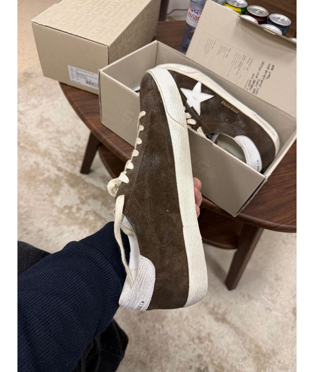 GOLDEN GOOSE Коричневые нубуковые низкие кроссовки / кеды, фото 3