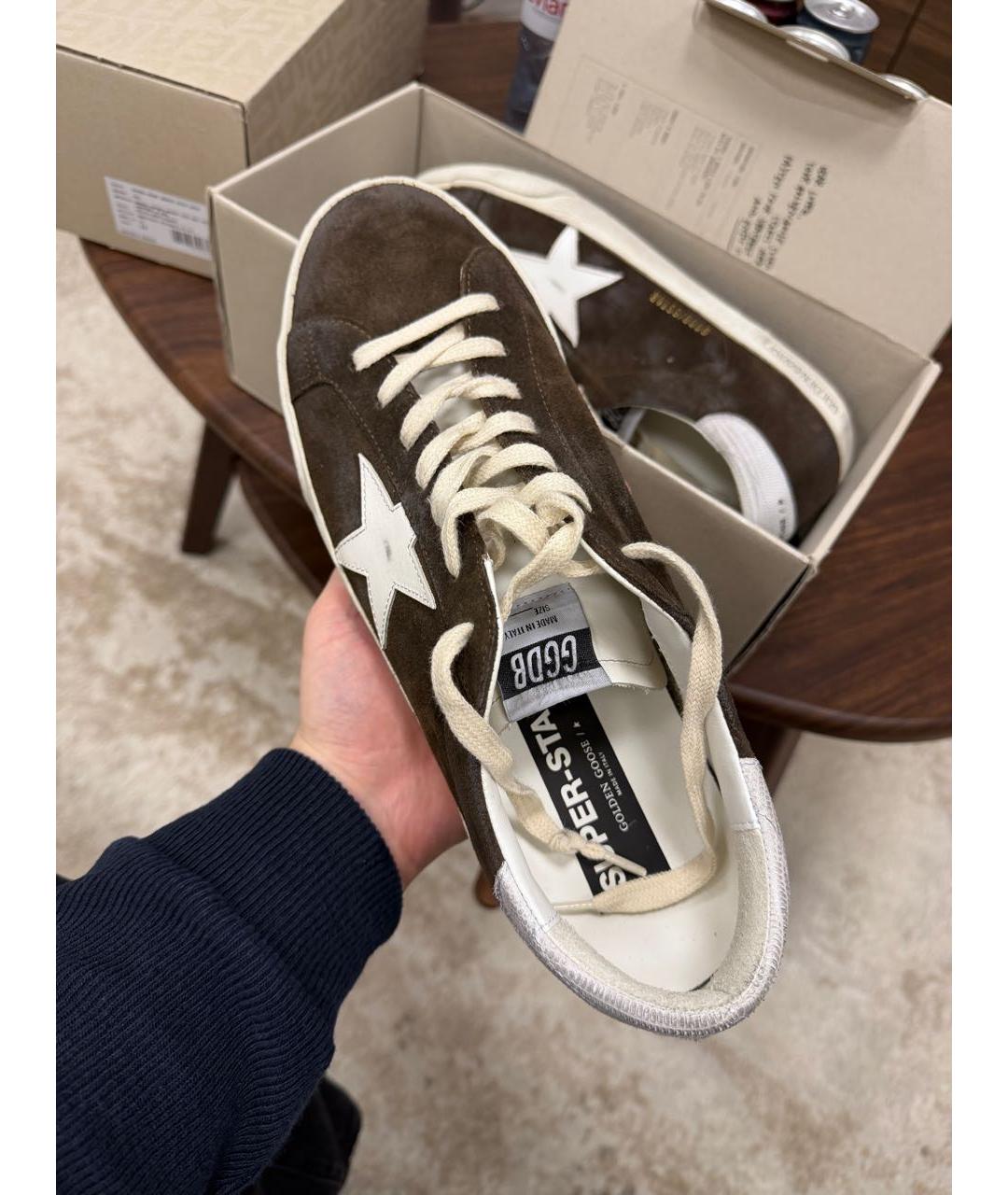 GOLDEN GOOSE Коричневые нубуковые низкие кроссовки / кеды, фото 2
