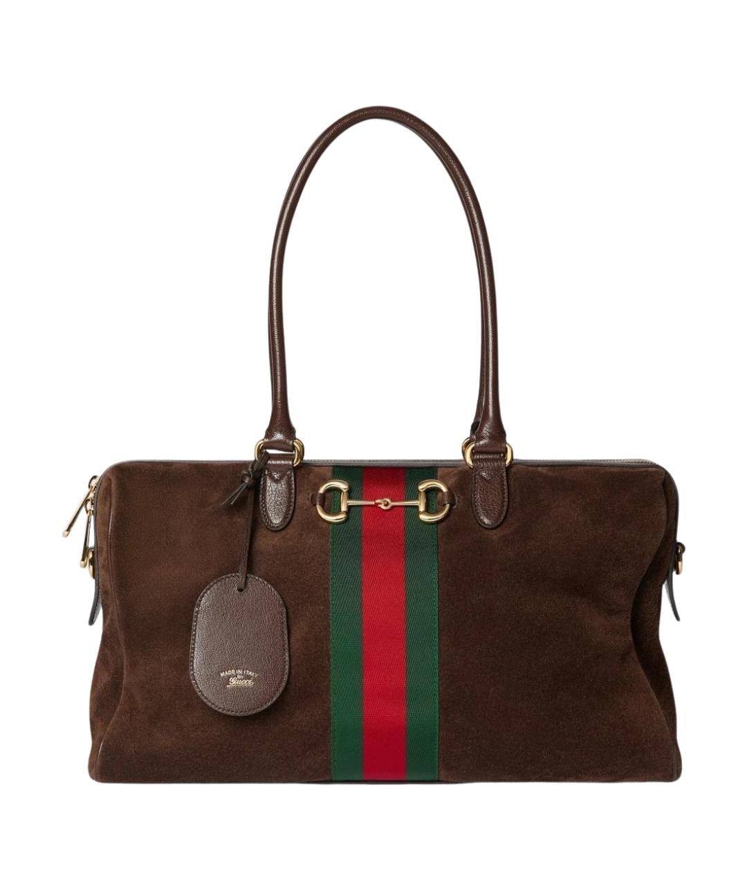 GUCCI Коричневая замшевая сумка через плечо, фото 1