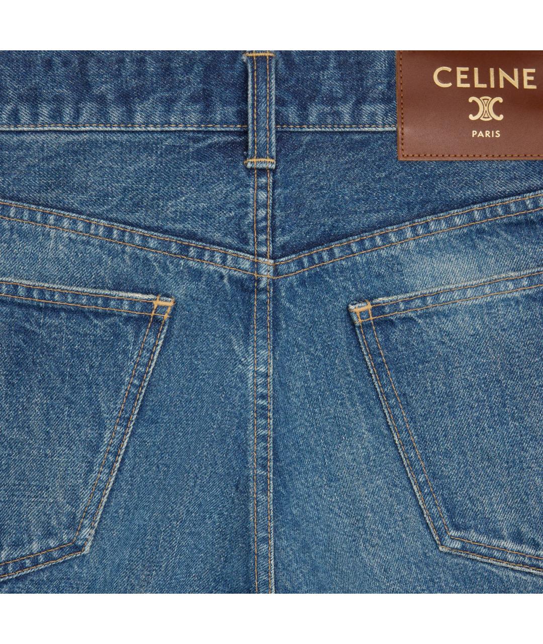 CELINE Синие хлопковые прямые джинсы, фото 3